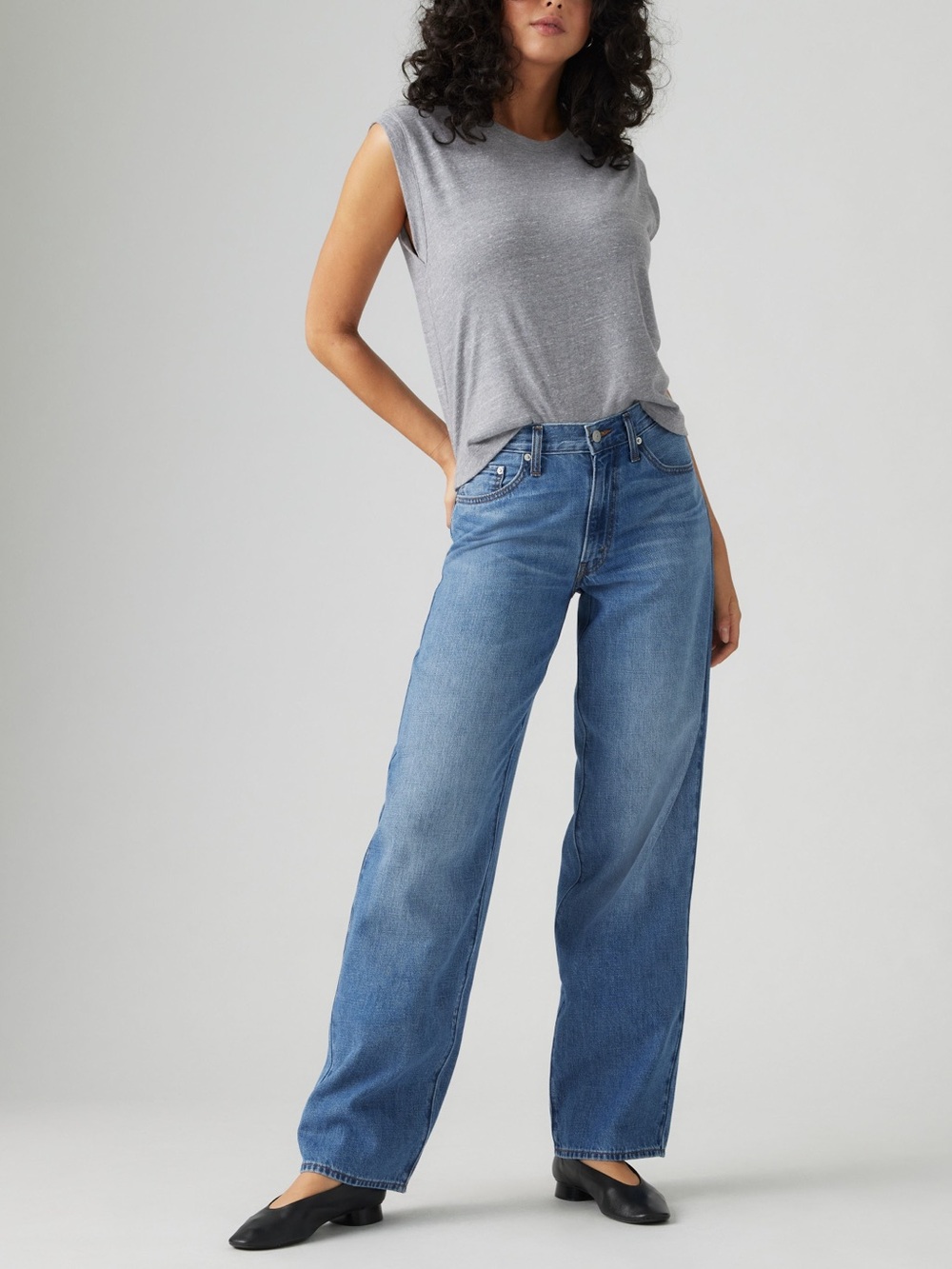 Levi’s Baggy Dad Linen+ Denim Lightweight Women's Jeans, Heavy Check, 27Wx32L
